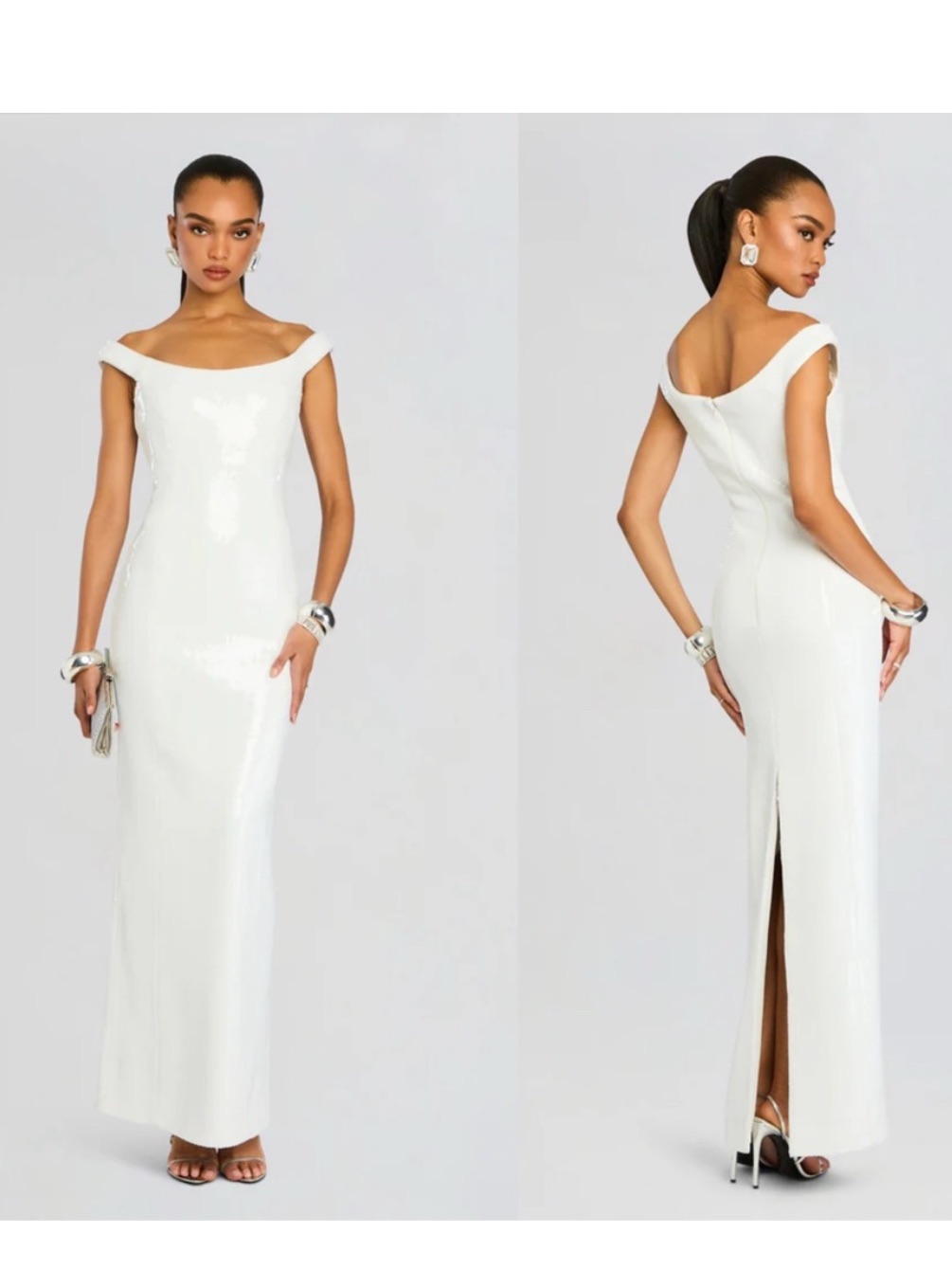Retrofete Jazmina White Sequin Maxi Dress Bridal $898 Size Xs Nwt